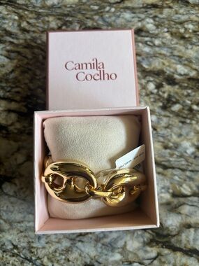 Camila Coelho Polished Gold Oversized Link Bracelet